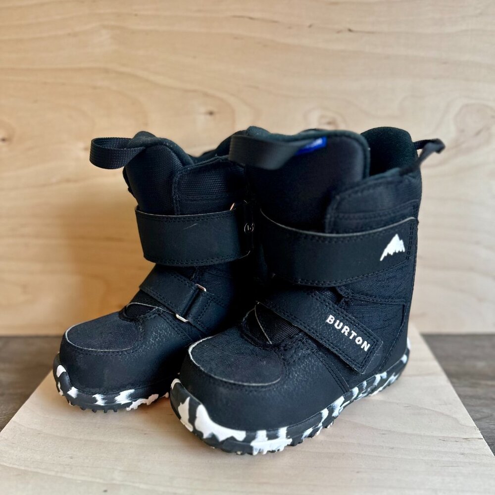 Kids' Burton Mini Grom Snowboard Boots Black & White Size 13C EUC